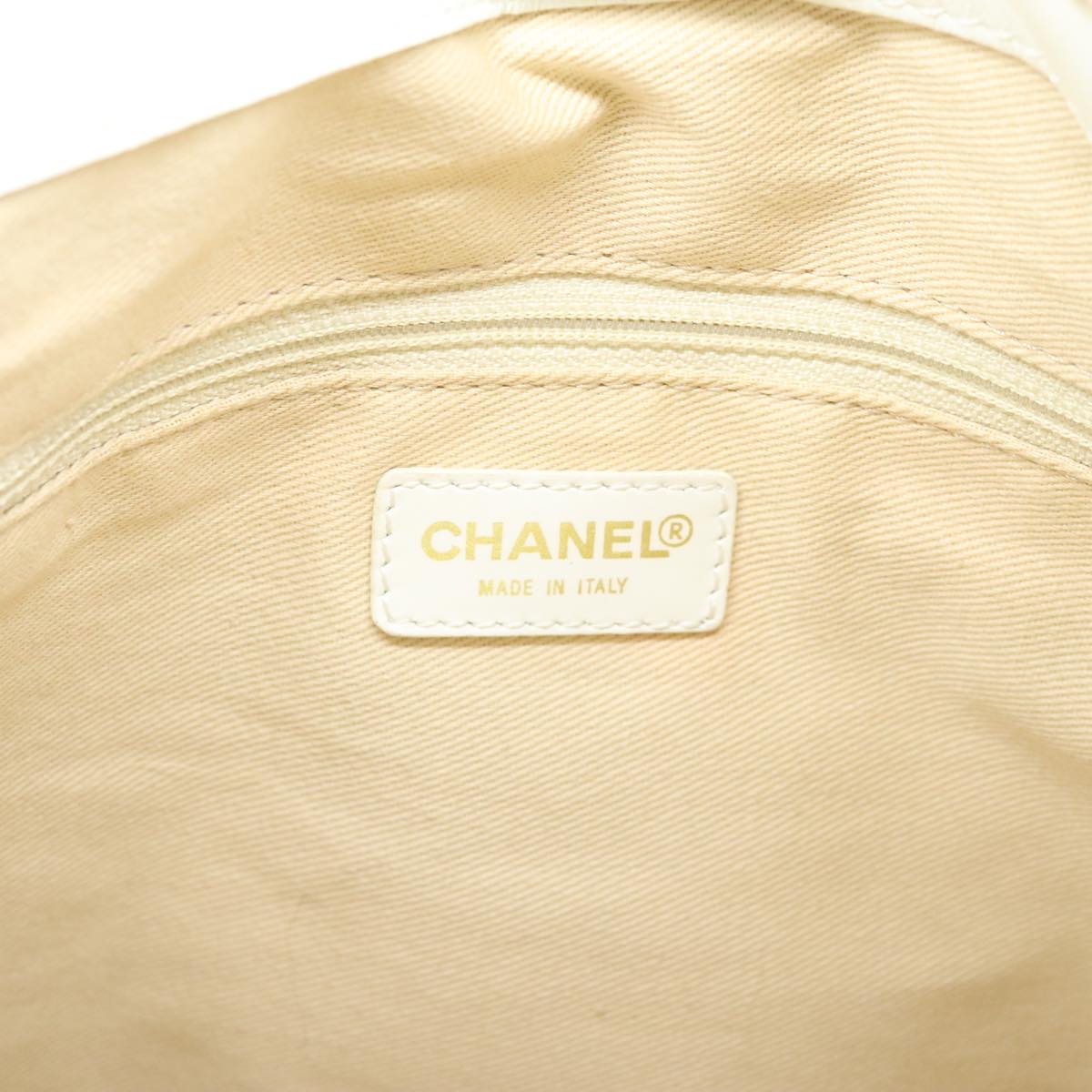 CHANEL COCO Mark Chain Tote Bag Canvas Leather Black White gold CC 90837
