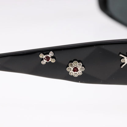 CHANEL Stone Sunglasses plastic Black CC 90919