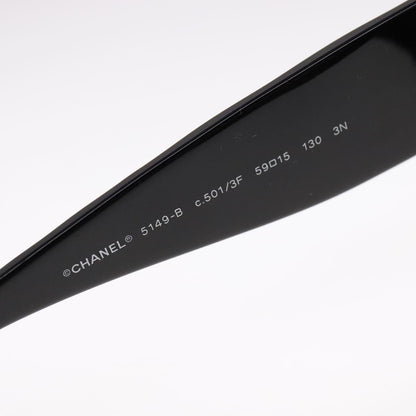 CHANEL Stone Sunglasses plastic Black CC 90919