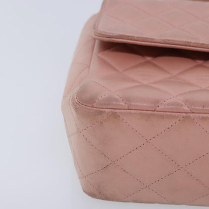 CHANEL Parent Child Bag Hand Bag Lamb Skin Pink Gold CC 90957A