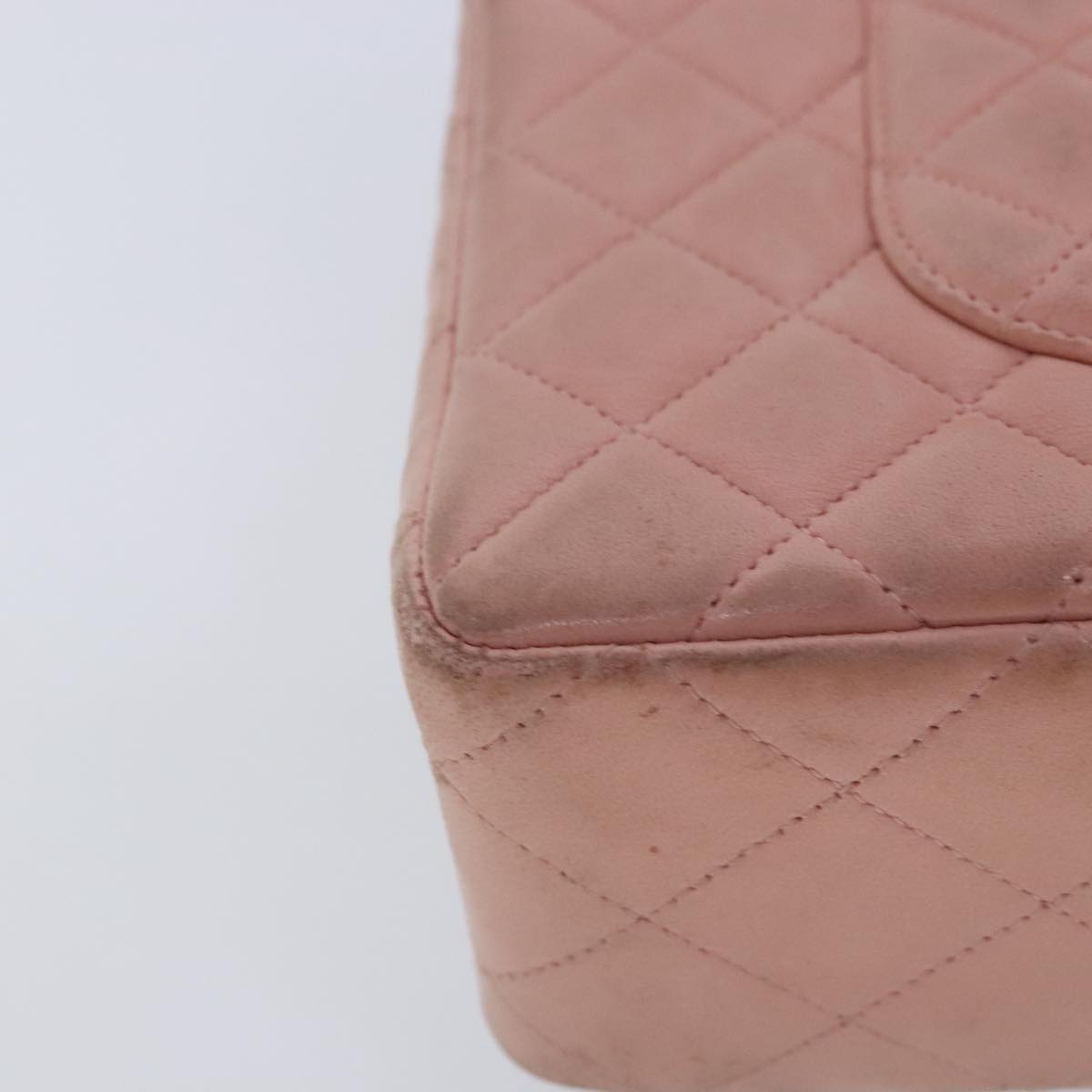 CHANEL Parent Child Bag Hand Bag Lamb Skin Pink Gold CC 90957A