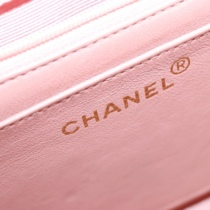 CHANEL Parent Child Bag Hand Bag Lamb Skin Pink Gold CC 90957A