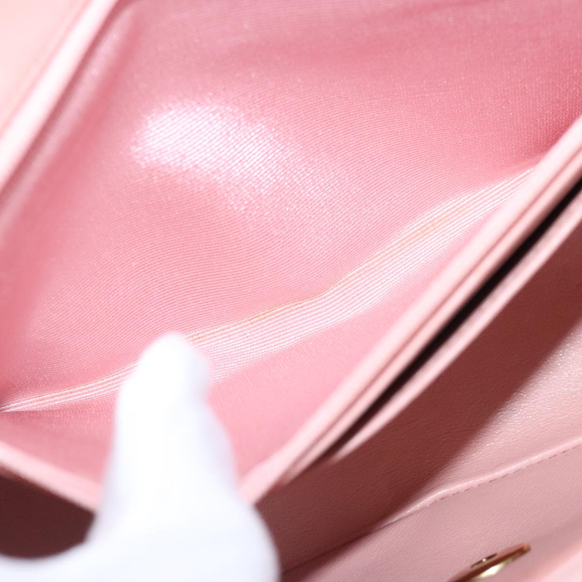 CHANEL Parent Child Bag Hand Bag Lamb Skin Pink Gold CC 90957A