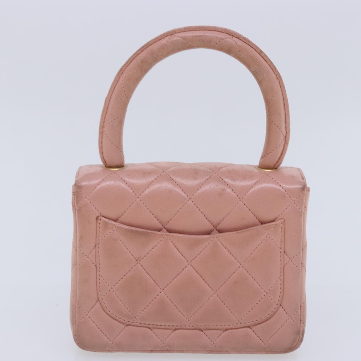 CHANEL Parent Child Bag Hand Bag Lamb Skin Pink Gold CC 90957A