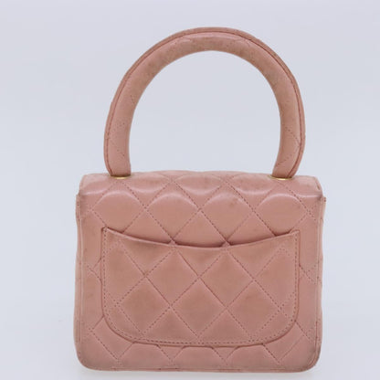 CHANEL Parent Child Bag Hand Bag Lamb Skin Pink Gold CC 90957A