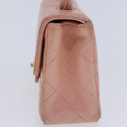 CHANEL Parent Child Bag Hand Bag Lamb Skin Pink Gold CC 90957A