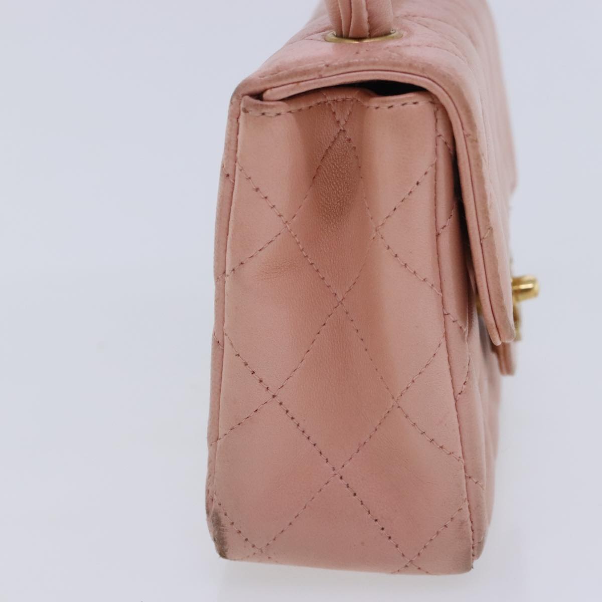 CHANEL Parent Child Bag Hand Bag Lamb Skin Pink Gold CC 90957A