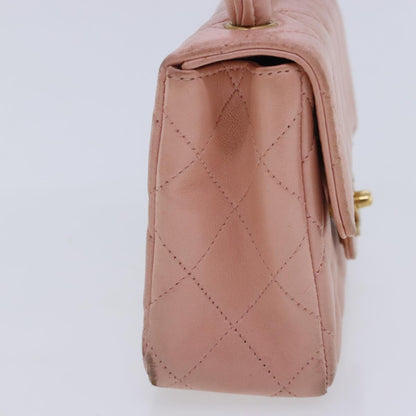 CHANEL Parent Child Bag Hand Bag Lamb Skin Pink Gold CC 90957A