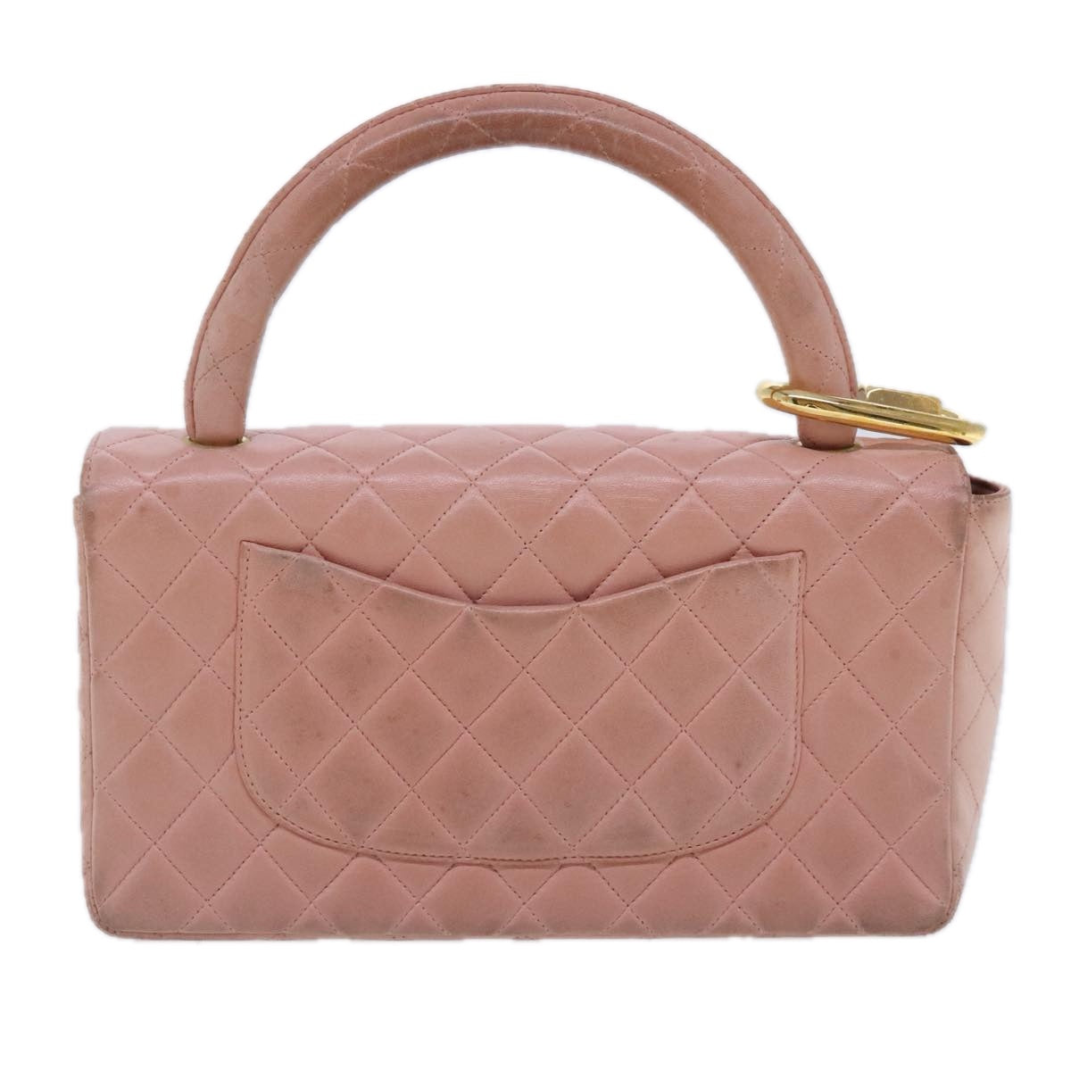 CHANEL Parent Child Bag Hand Bag Lamb Skin Pink Gold CC 90957A