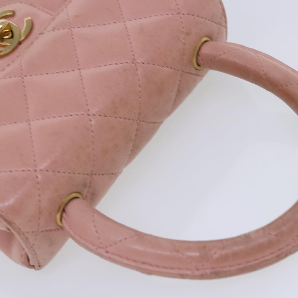 CHANEL Parent Child Bag Hand Bag Lamb Skin Pink Gold CC 90957A
