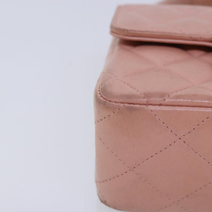 CHANEL Parent Child Bag Hand Bag Lamb Skin Pink Gold CC 90957A