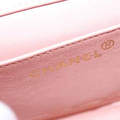 CHANEL Parent Child Bag Hand Bag Lamb Skin Pink Gold CC 90957A