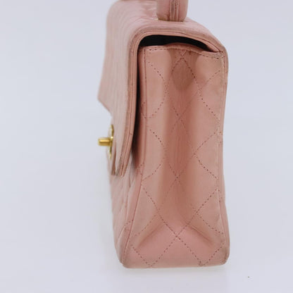 CHANEL Parent Child Bag Hand Bag Lamb Skin Pink Gold CC 90957A