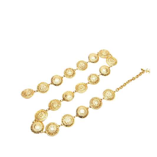Gold Chanel Gold Plated 31 Rue Cambon Round Coin Charm Belt