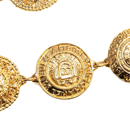 Gold Chanel Gold Plated 31 Rue Cambon Round Coin Charm Belt