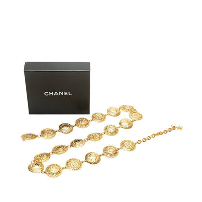 Gold Chanel Gold Plated 31 Rue Cambon Round Coin Charm Belt