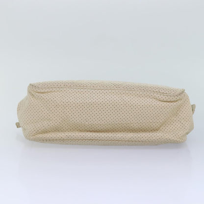 CHANEL Chain Shoulder Bag Punching leather White Silver CC 91310