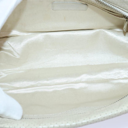 CHANEL Chain Shoulder Bag Punching leather White Silver CC 91310