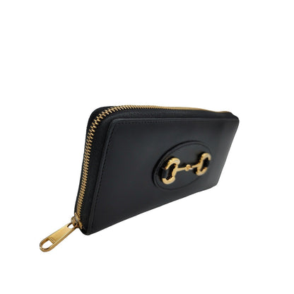 Gucci Black Calfskin 1955 Horsebit Long Wallet