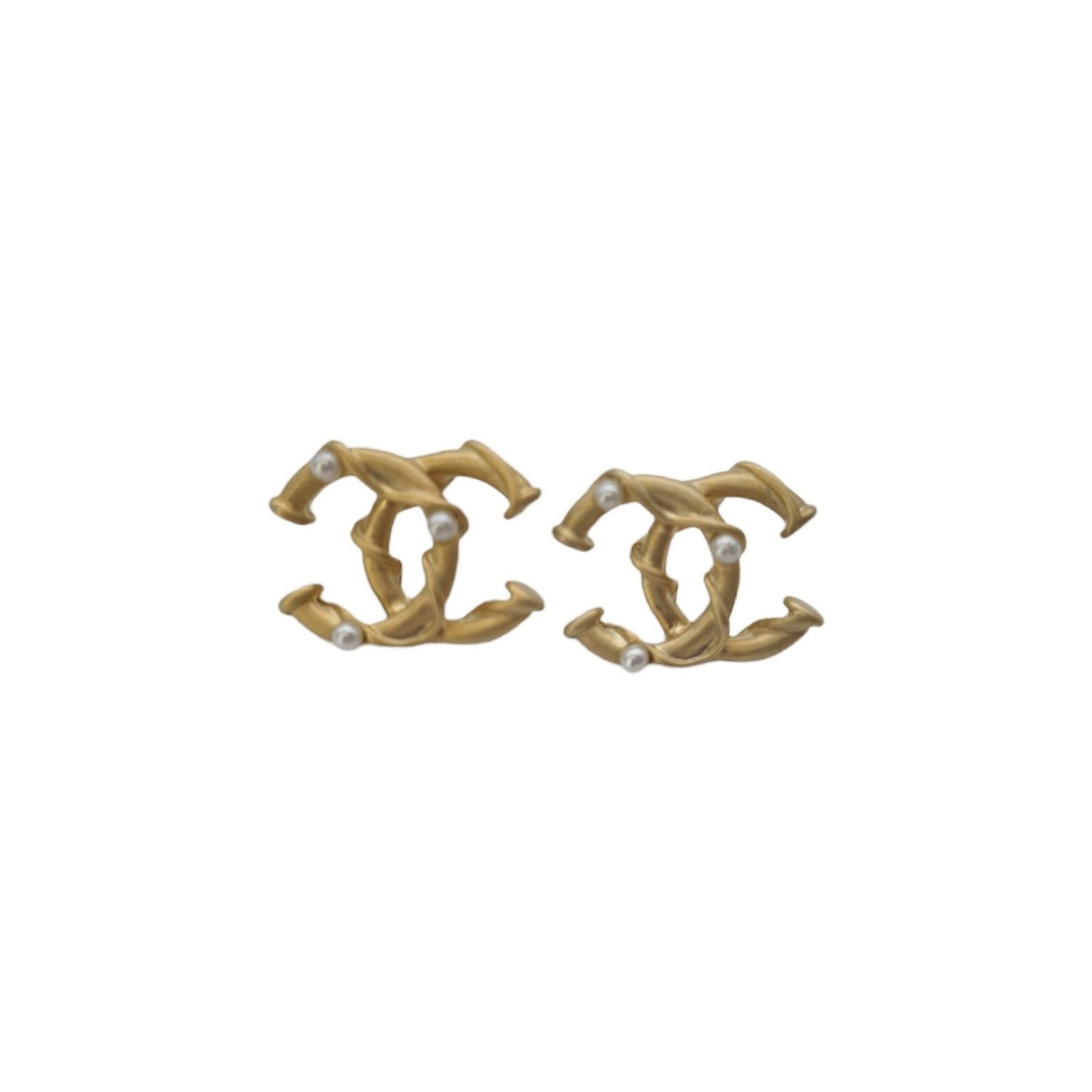 Chanel CC Faux Pearl Stud Earrings