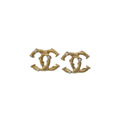Chanel CC Faux Pearl Stud Earrings