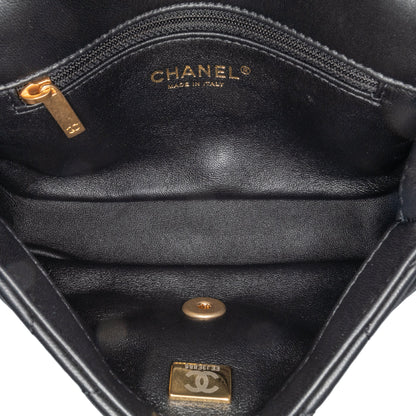 Black Chanel Mini Quilted Lambskin Heart Charms Flap Crossbody Bag