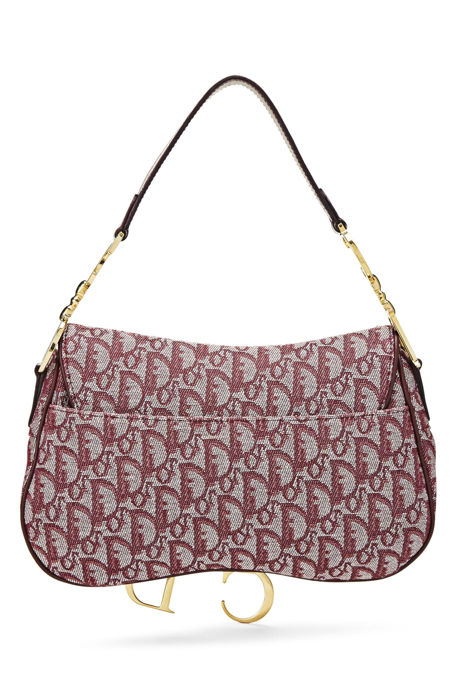 Dior, Burgundy Trotter Canvas Double Saddle Bag, Burgundy