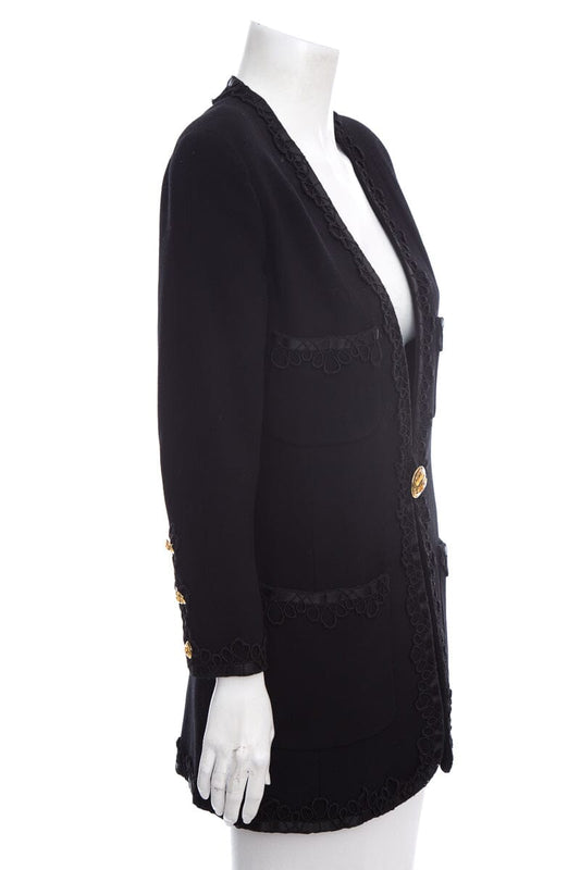 Chanel Boutique Vintage Black Lace Detail Jacket SZ 40
