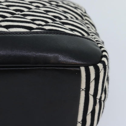 CHANEL Matelasse Chain Shoulder Bag Cotton Black White CC 92066S