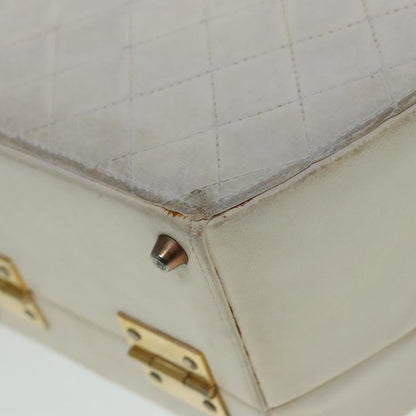 CHANEL Vanity Hand Bag Leather White CC 92088