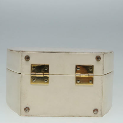 CHANEL Vanity Hand Bag Leather White CC 92088