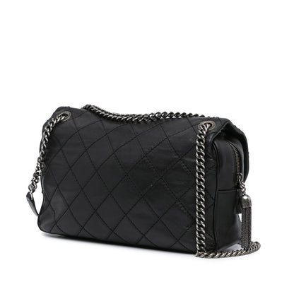Black Chanel Paris Edinburgh Jumbo Calfskin Coco Sporran Flap Shoulder Bag