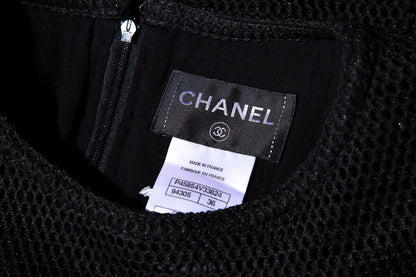 Chanel Black Mesh Perforated Dress SZ 36