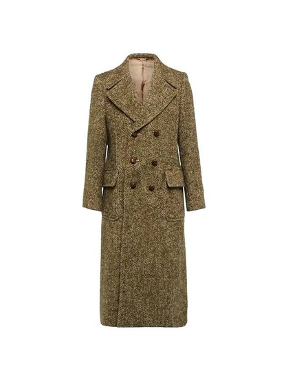 Gucci Bernal Herringbone Wool Single Coat Green