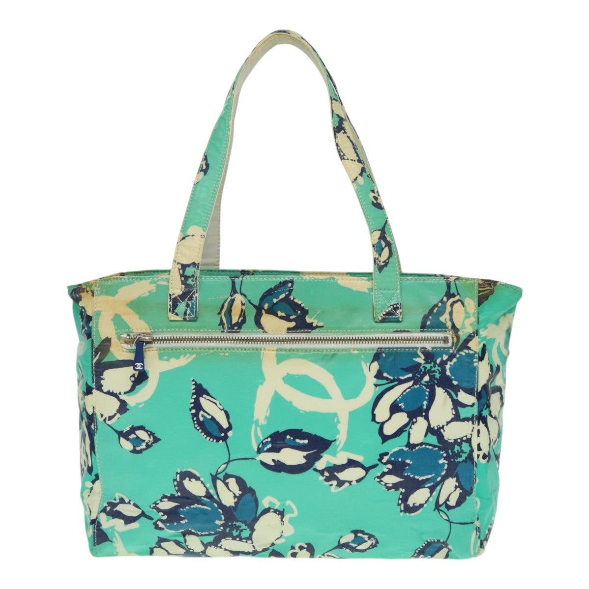CHANEL Tote Bag Vinyl Peppermint Silver CC 92963