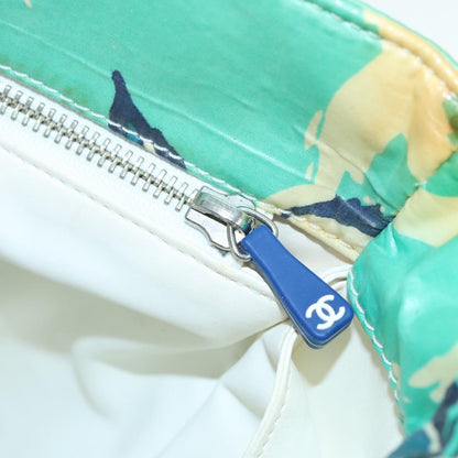 CHANEL Tote Bag Vinyl Peppermint Silver CC 92963