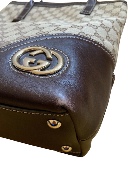 Gucci Abbey Jacquard & Leather Tote Bag