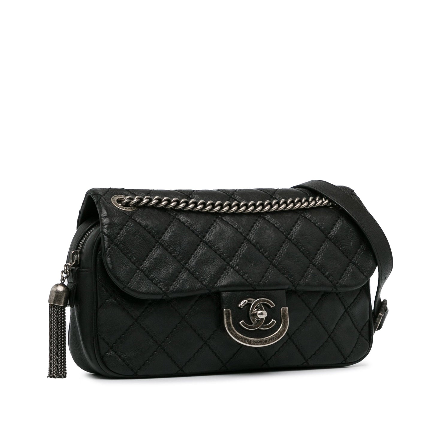 Black Chanel Medium Calfskin Paris-Edinburgh Coco Sporran Flap Crossbody Bag