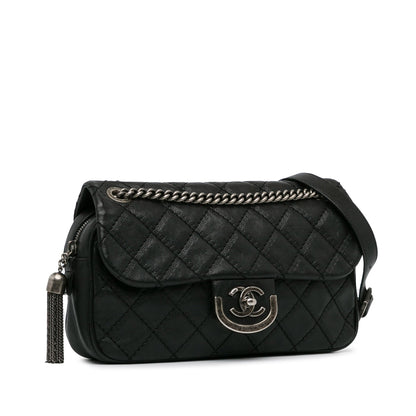 Black Chanel Medium Calfskin Paris-Edinburgh Coco Sporran Flap Crossbody Bag