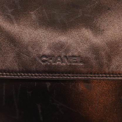 CHANEL Shoulder Bag Leather Bronze Gold CC 93241