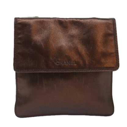 CHANEL Shoulder Bag Leather Bronze Gold CC 93241