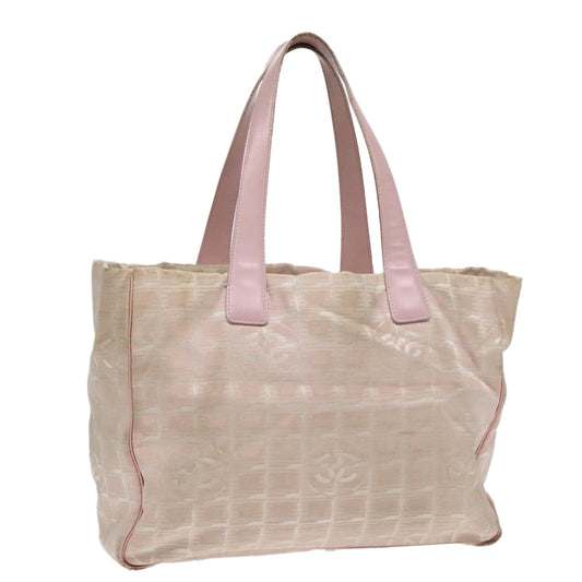 CHANEL New Travel line Tote Bag Nylon Pink Gold CC 93589