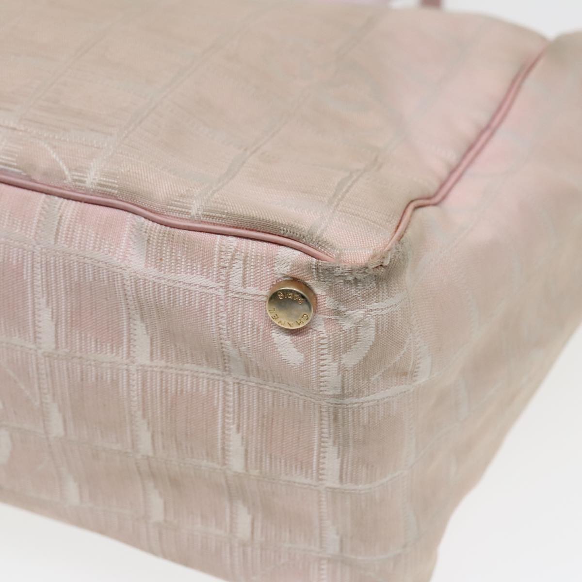 CHANEL New Travel line Tote Bag Nylon Pink Gold CC 93589