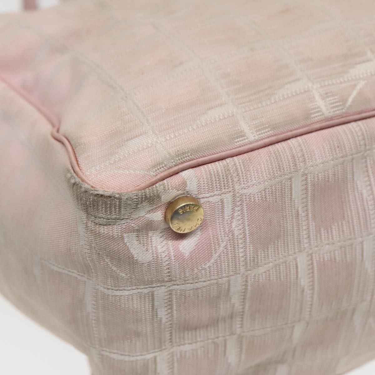 CHANEL New Travel line Tote Bag Nylon Pink Gold CC 93589