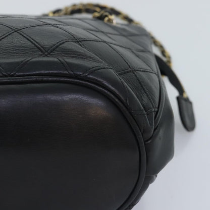 CHANEL Chain Tote Bag Lamb Skin Black Gold CC 93802