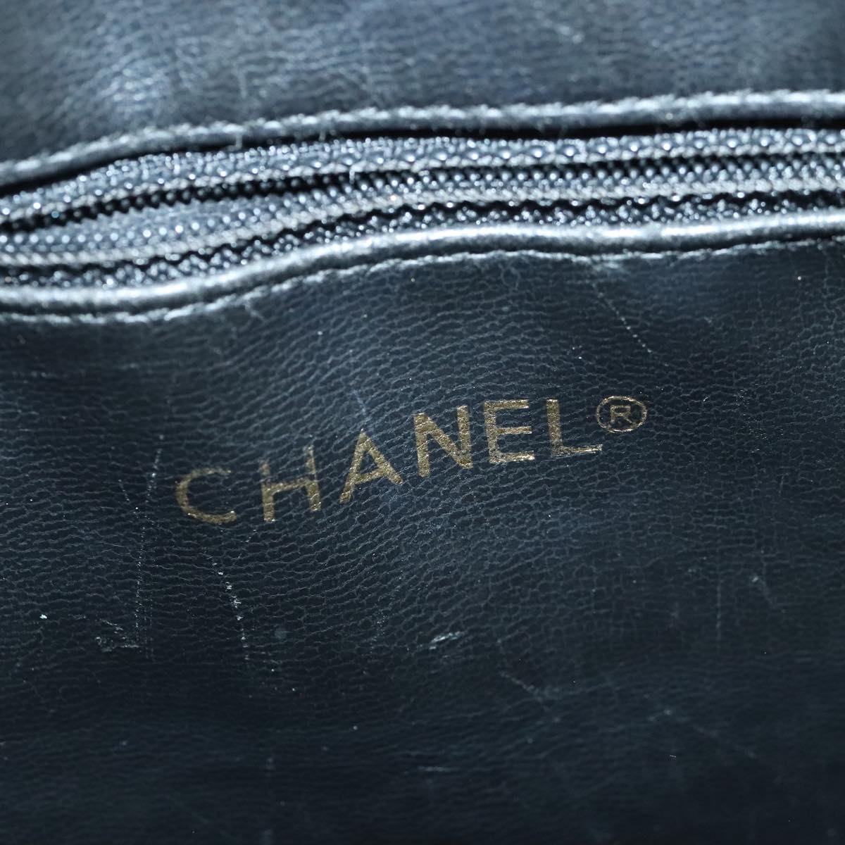 CHANEL Chain Tote Bag Lamb Skin Black Gold CC 93802