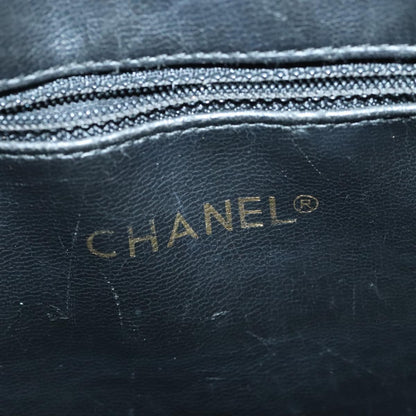 CHANEL Chain Tote Bag Lamb Skin Black Gold CC 93802