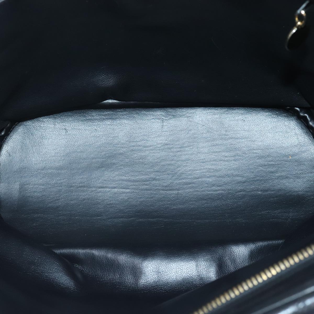 CHANEL Chain Tote Bag Lamb Skin Black Gold CC 93802