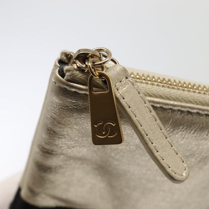 CHANEL Clutch Bag Leather Black Gold CC 93804A