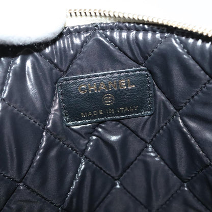 CHANEL Clutch Bag Leather Black Gold CC 93804A